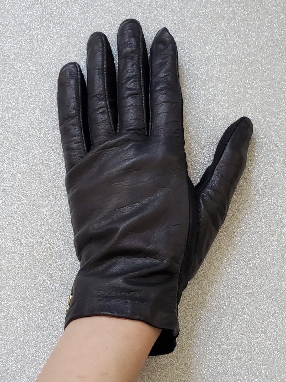 Vintage Aris Black Leather Arrow Gloves